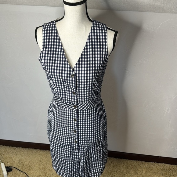 J. Crew NWT Navy White Checkered Tank Dress Size 2 - Picture 3 of 10